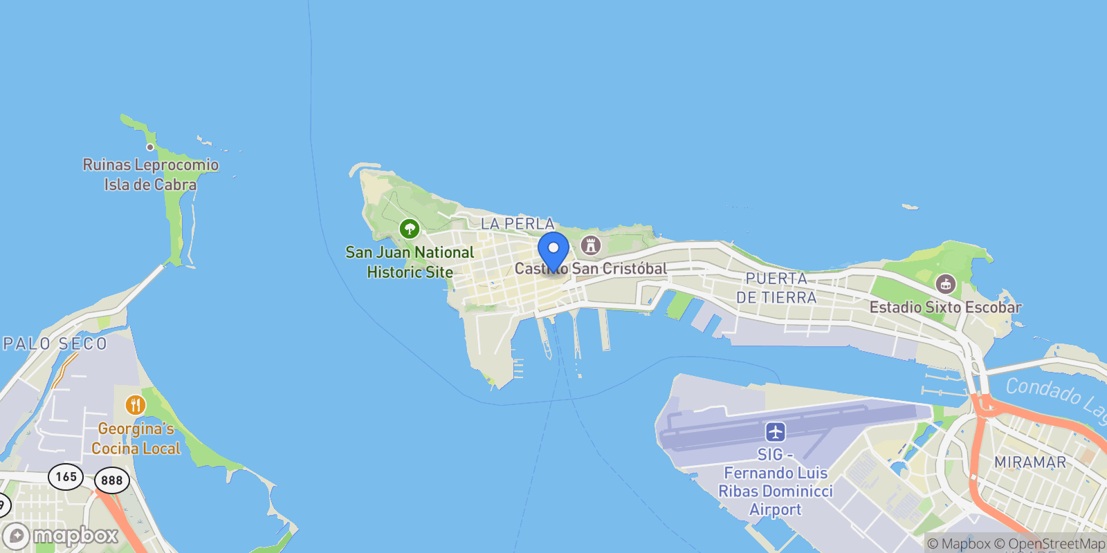 Map showing San Juan CALLE FOTALEZA 351, San Juan, San Juan, Puerto Rico.