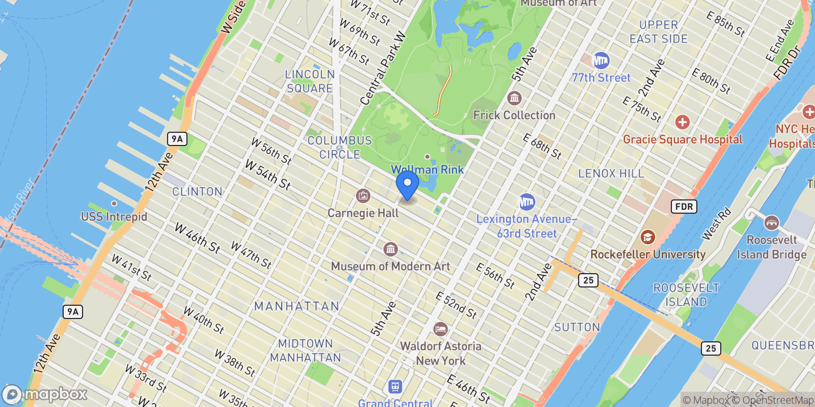 Map showing Tower 58, 58 W 58TH ST, New York, New York, United States.