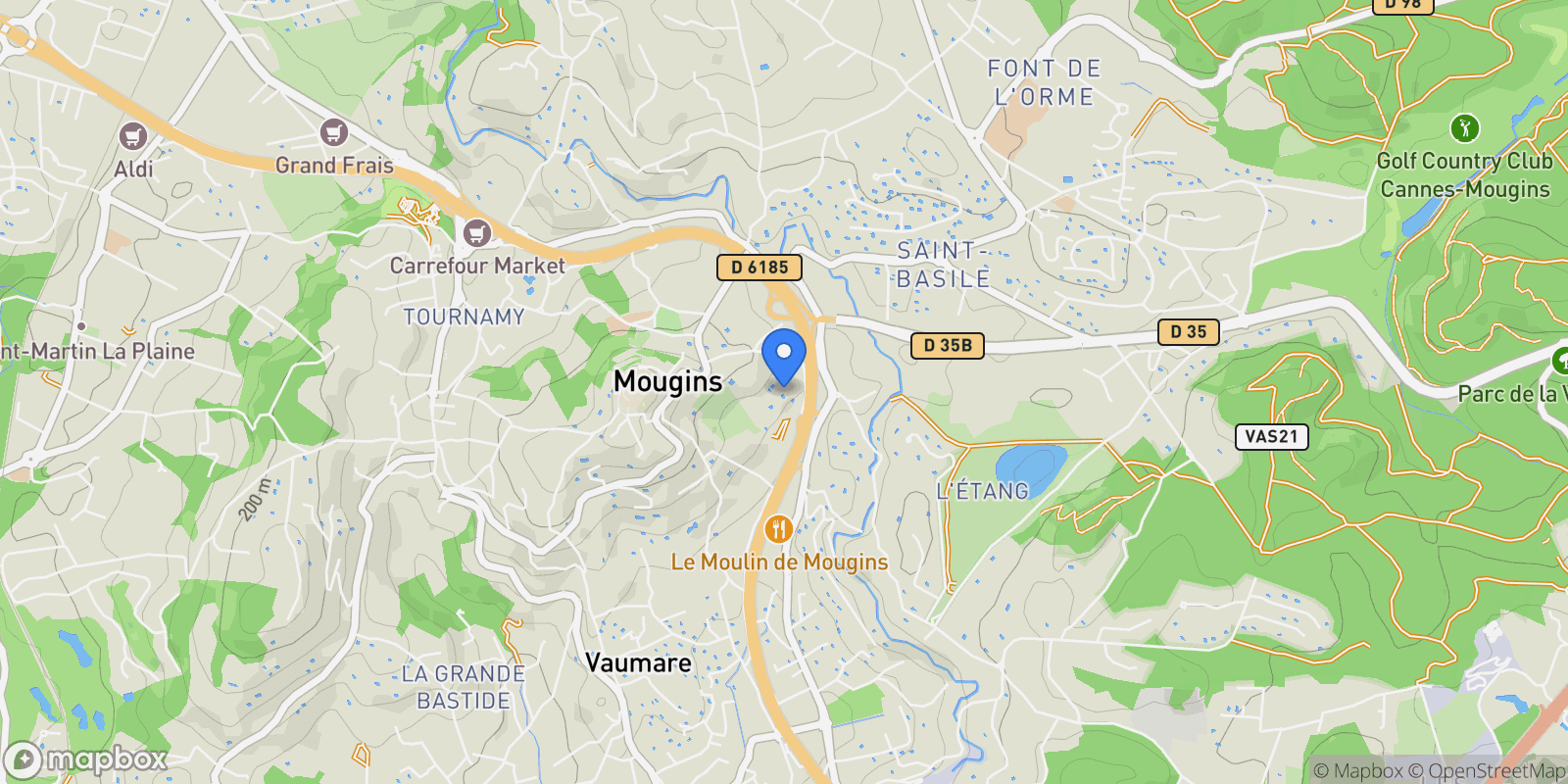 Map showing 06250 Mougins, France, Mougins, Provence-Alpes-Côte d'Azur, France.