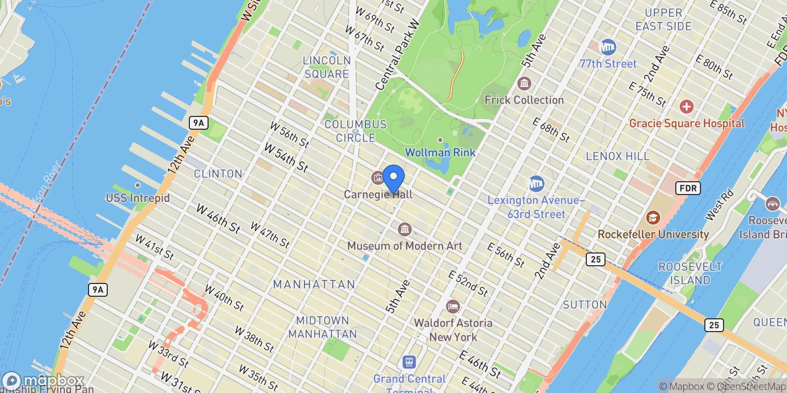 Map showing Le Premier, 112 W 56TH ST, New York, New York, United States.