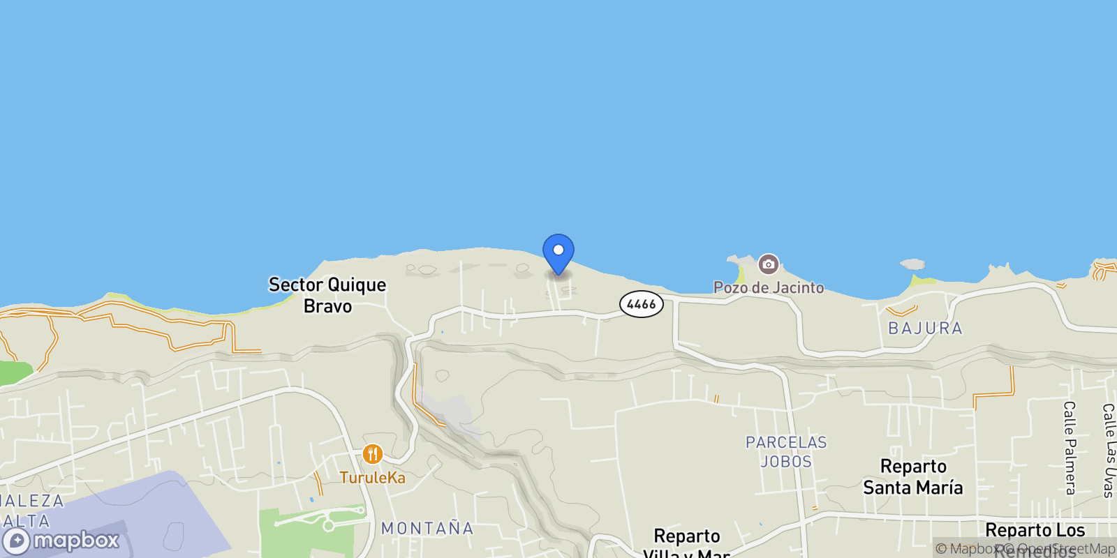 Map showing Isabela 400 CARR 4466, BARRIO BAJURAS E-301, Mora, Isabela, Puerto Rico.
