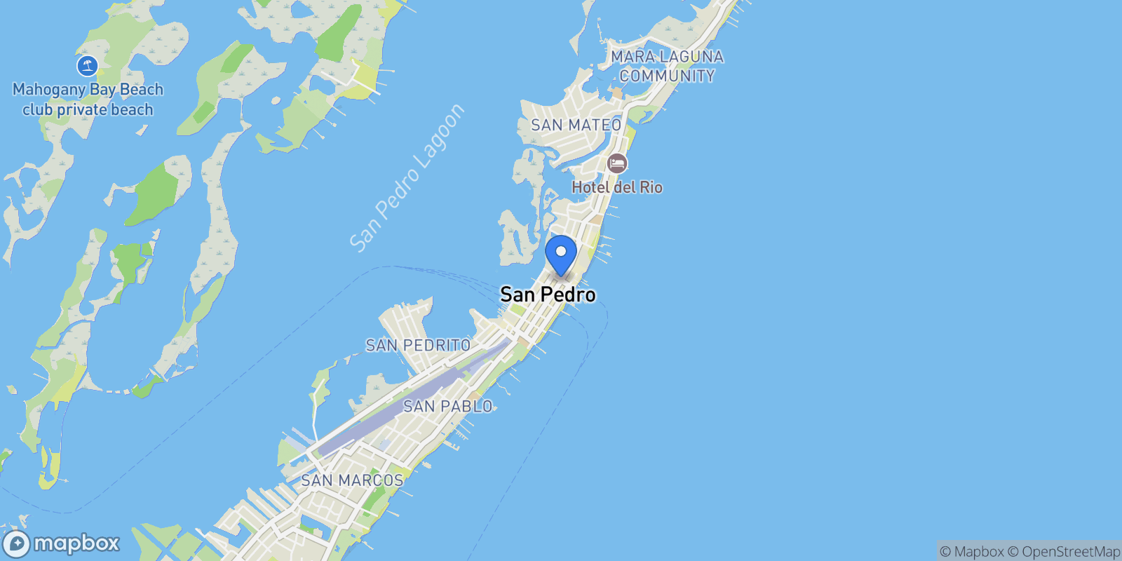 Map showing San Pedro, Belize, San Pedro, Corozal District, Belize.