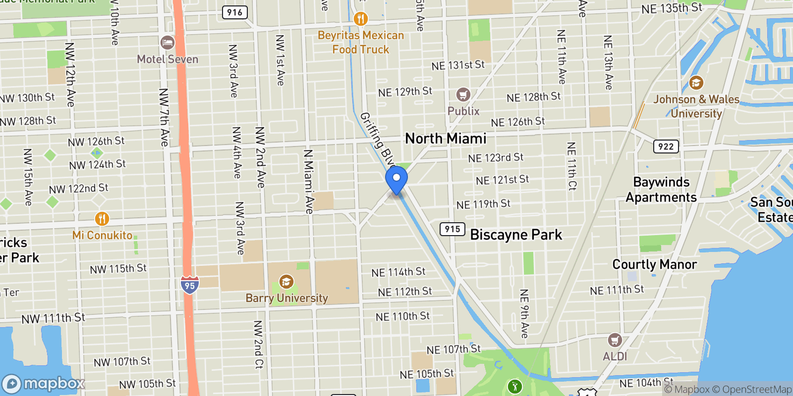Map showing 11975 W Biscayne Canal Rd, Miami, Florida, United States.