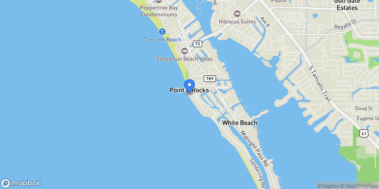 Map showing 7152 Point Of Rocks Circle, #None, Sarasota, FL, 34242, USA, Siesta Key, Florida, United States.