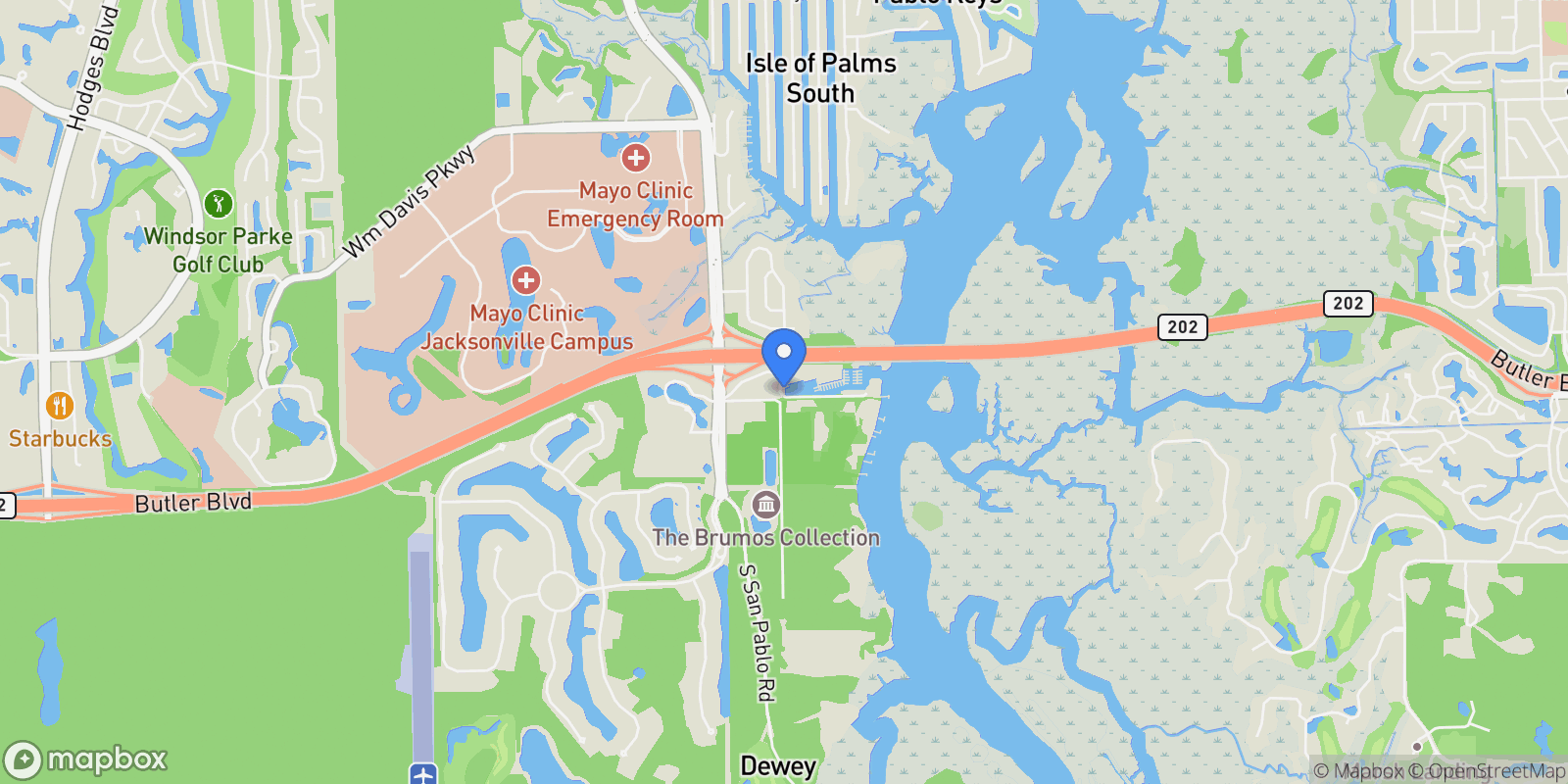 Map showing 4983 MARINA SAN PABLO Place W, Jacksonville, Florida, United States.