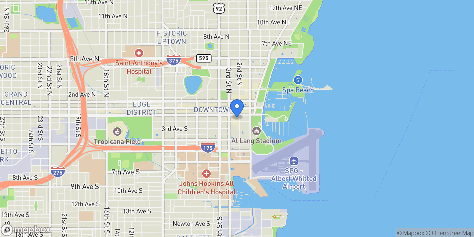 Map showing 175 2nd Street, #P-08, St Petersburg, FL, 33701, USA, St. Petersburg, Florida, United States.