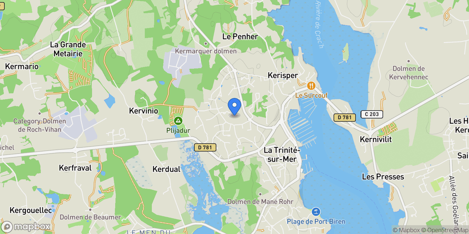 Map showing La Trinité-sur-Mer, Brittany, France.