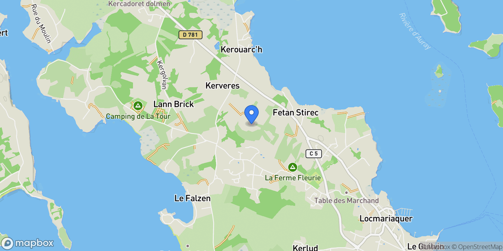 Map showing Locmariaquer, Brittany, France.