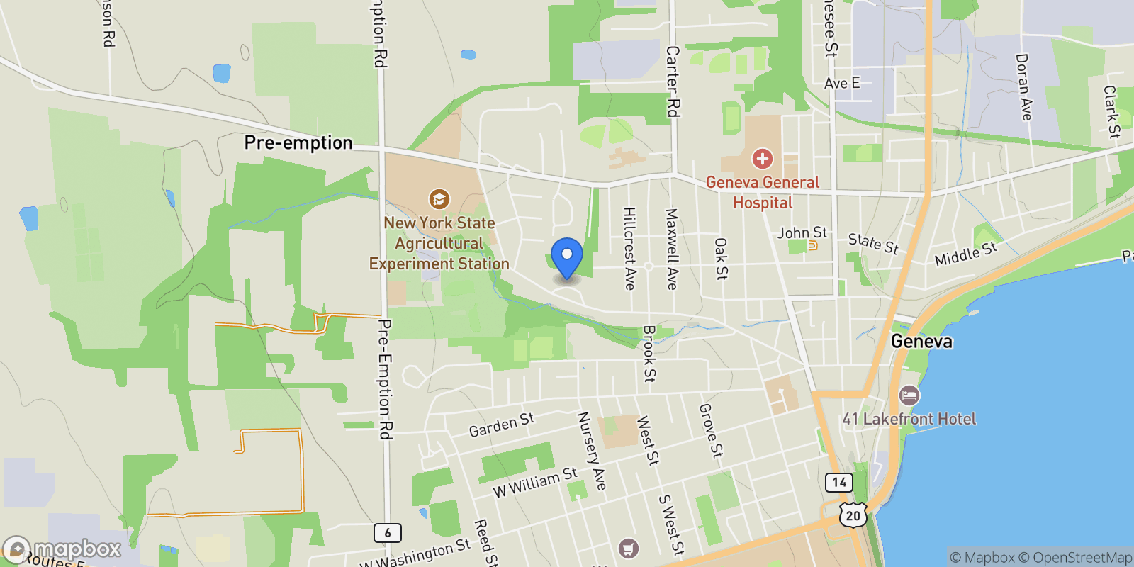 Map showing 546 Castle Street, Geneva, NY 14456, Geneva, New York, United States.