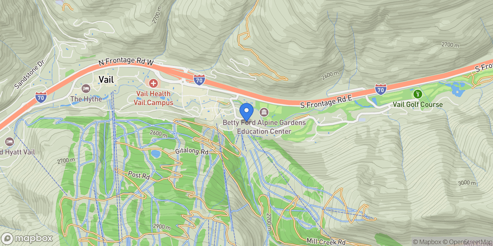 Map showing 458 Vail Valley Drive R6, Vail, Colorado, United States.