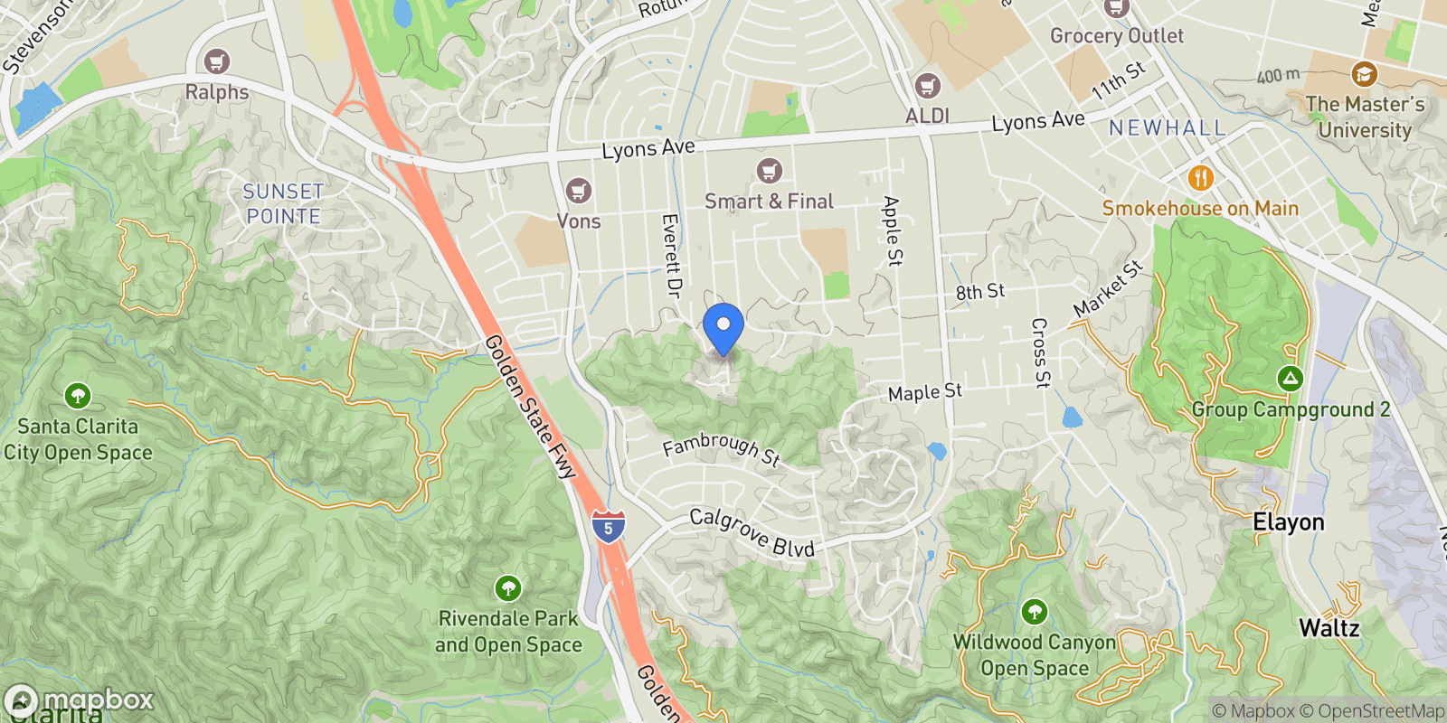 Map showing 24845 Bella Vista Drive, Santa Clarita, California, United States.