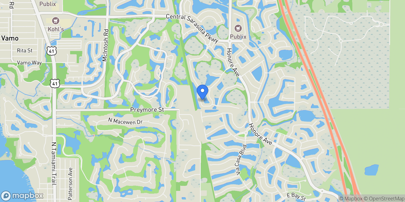 Map showing 8965 Wildlife Loop, Sarasota, FL, 34238, USA, Sarasota, Florida, United States.