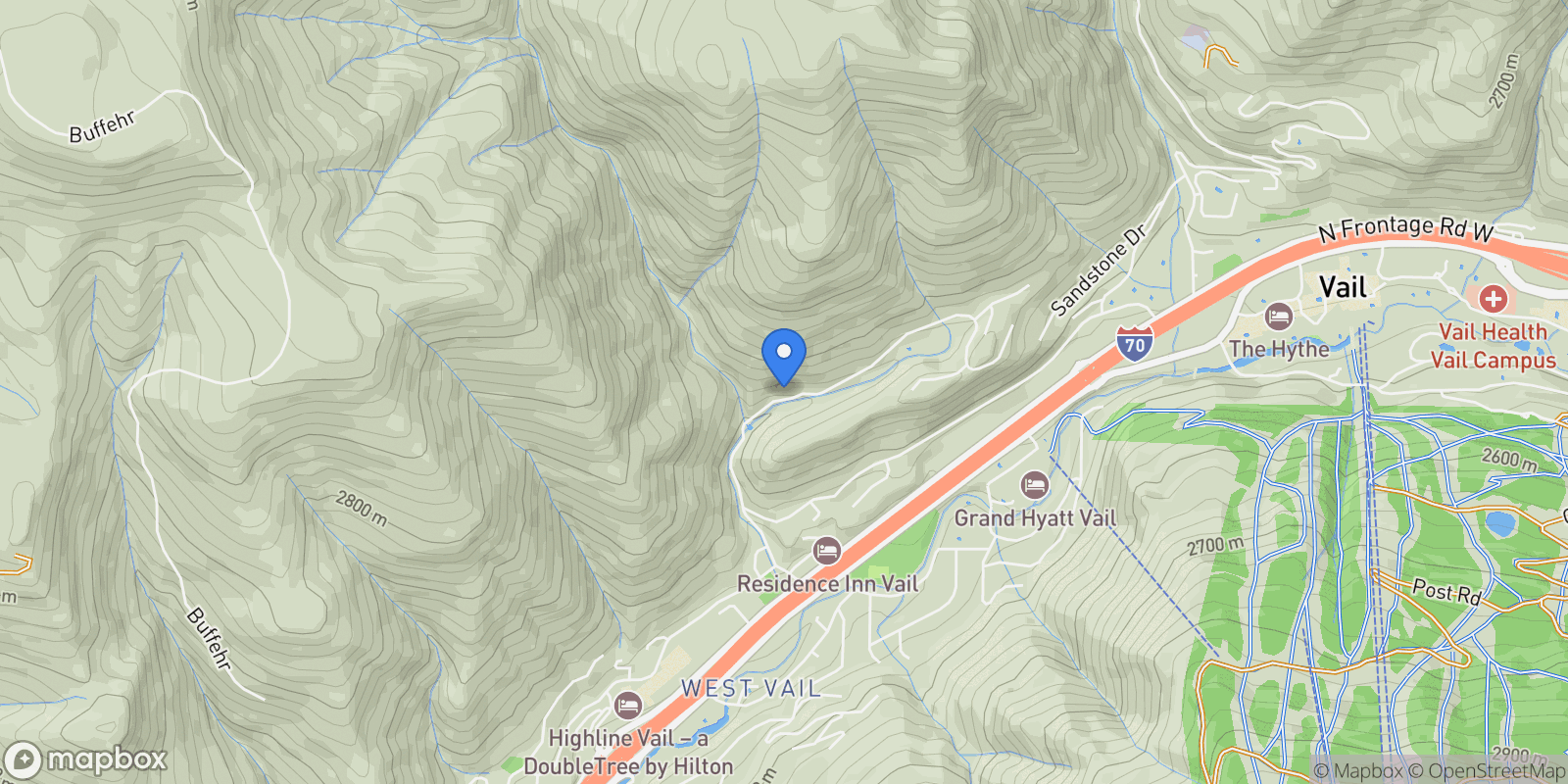 Map showing 1677 Buffehr Creek Road, Vail, Colorado, United States.