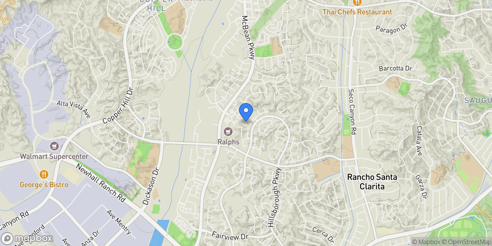 Map showing 23664 Clearidge Drive, Santa Clarita, California, United States.