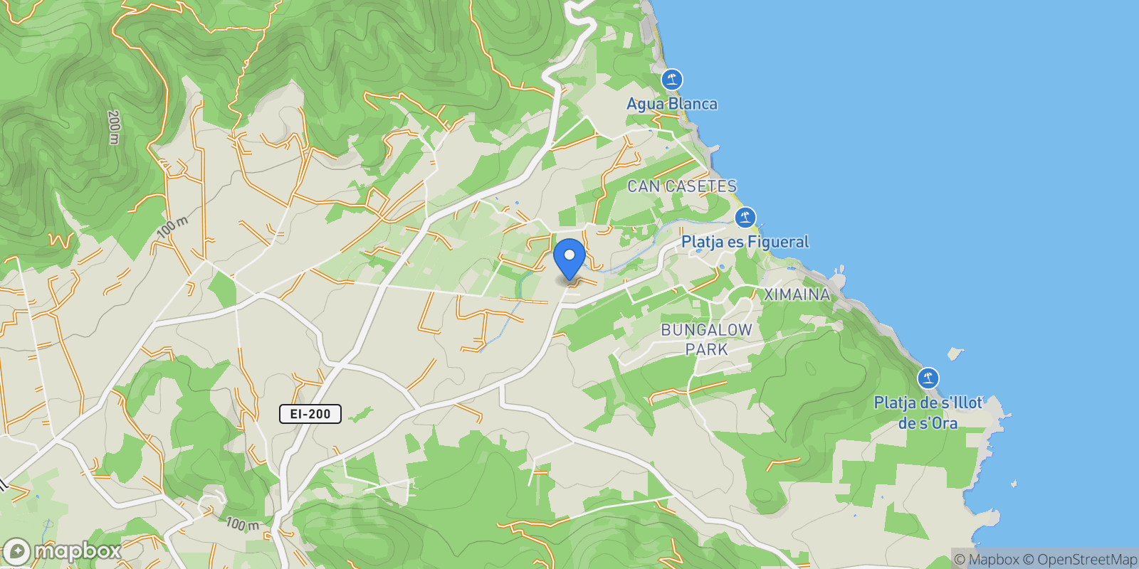 Map showing Santa Eularia des Riu, Balearic Islands, Spain.