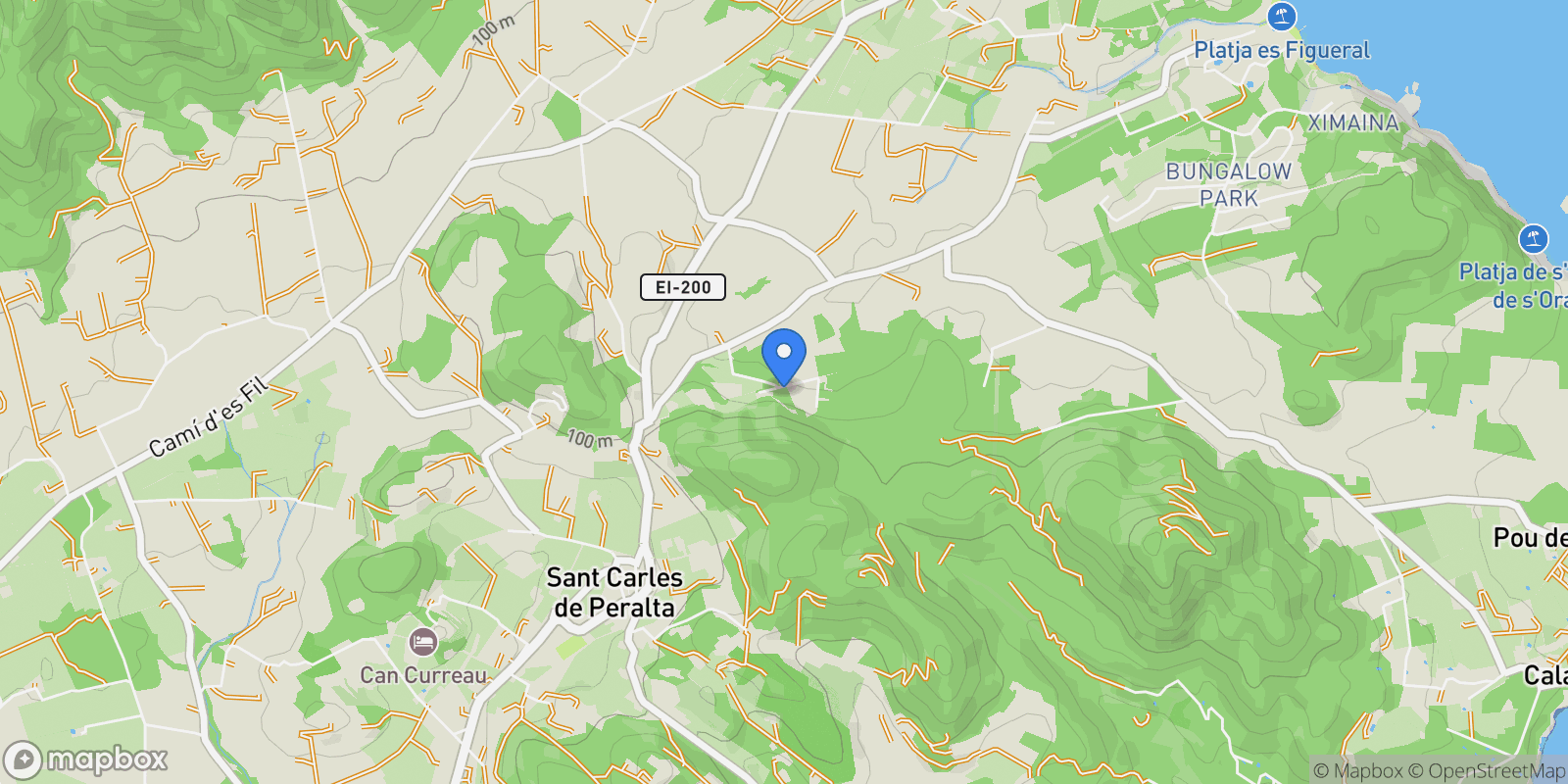 Map showing Santa Eularia des Riu, Balearic Islands, Spain.