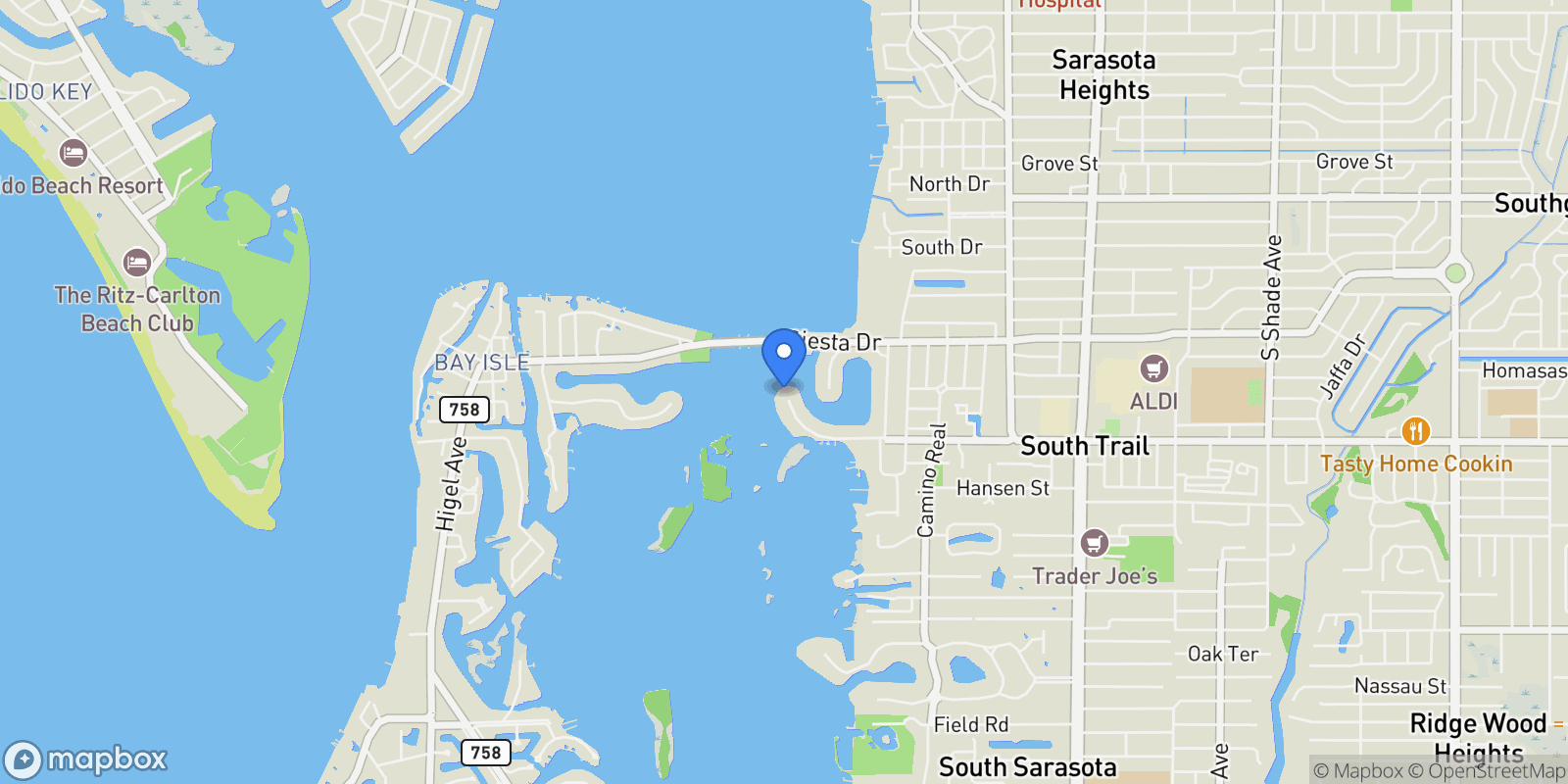 Map showing 1300 Tangier Way, Sarasota, FL, 34239, USA, Sarasota, Florida, United States.