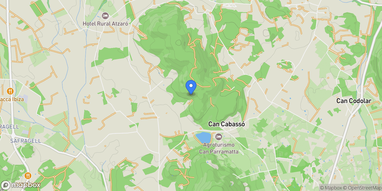 Map showing Santa Eularia des Riu, Balearic Islands, Spain.