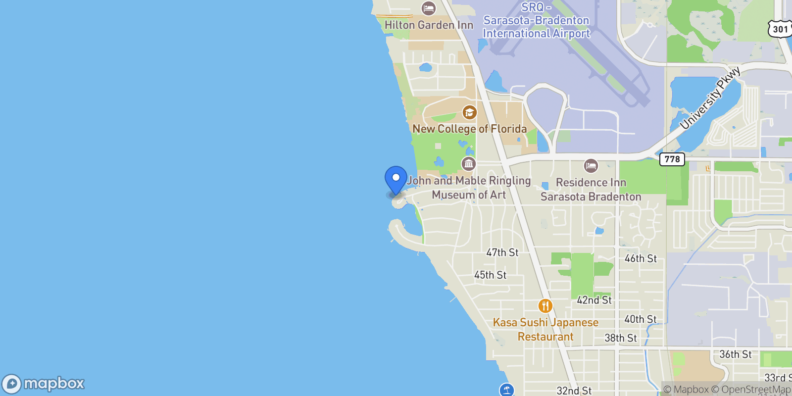 Map showing 309 Ringling Point Drive, Sarasota, FL, 34234, USA, Sarasota, Florida, United States.