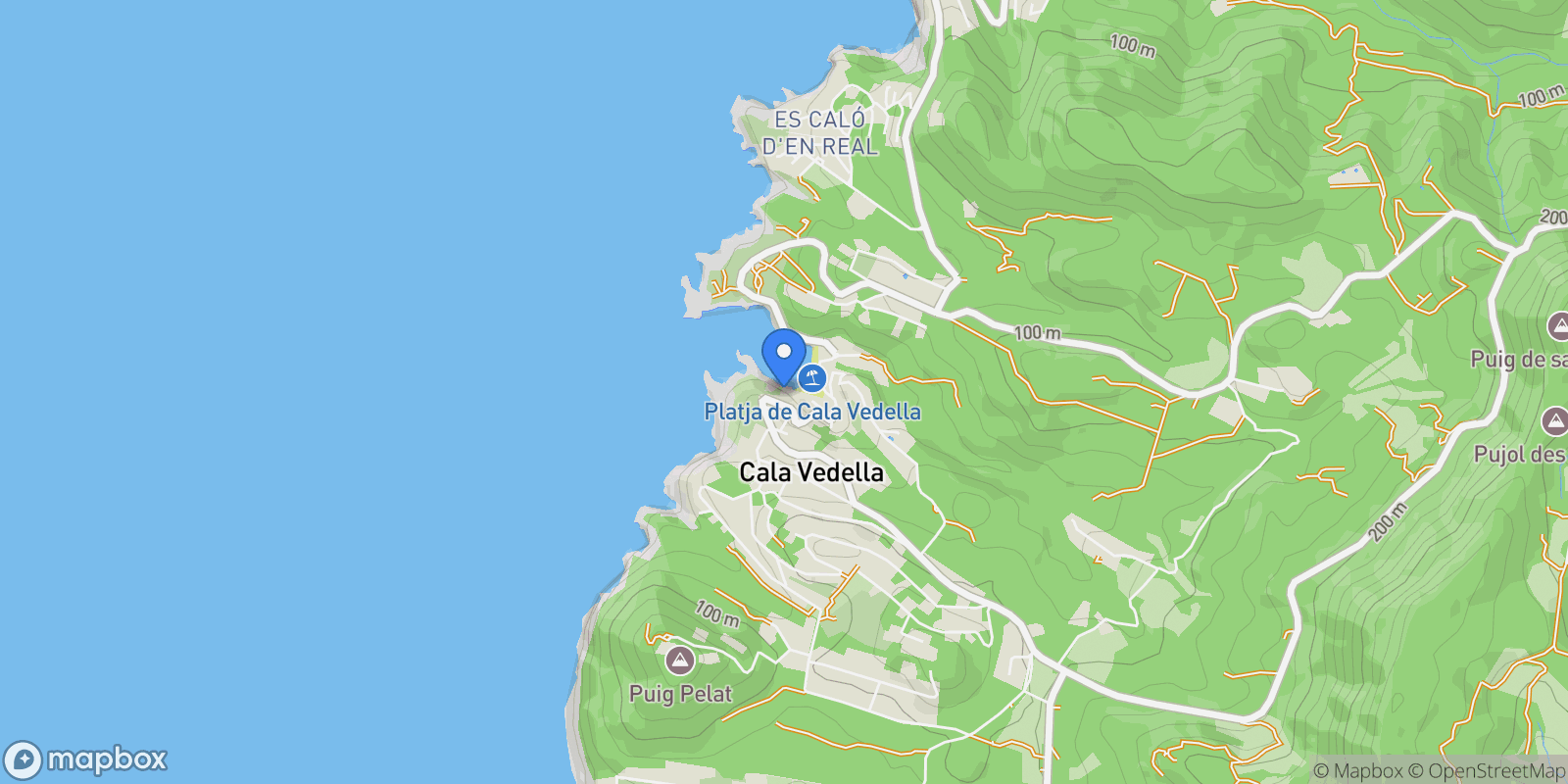 Map showing Cala Vadella, Sant Josep de sa Talaia, Balearic Islands.