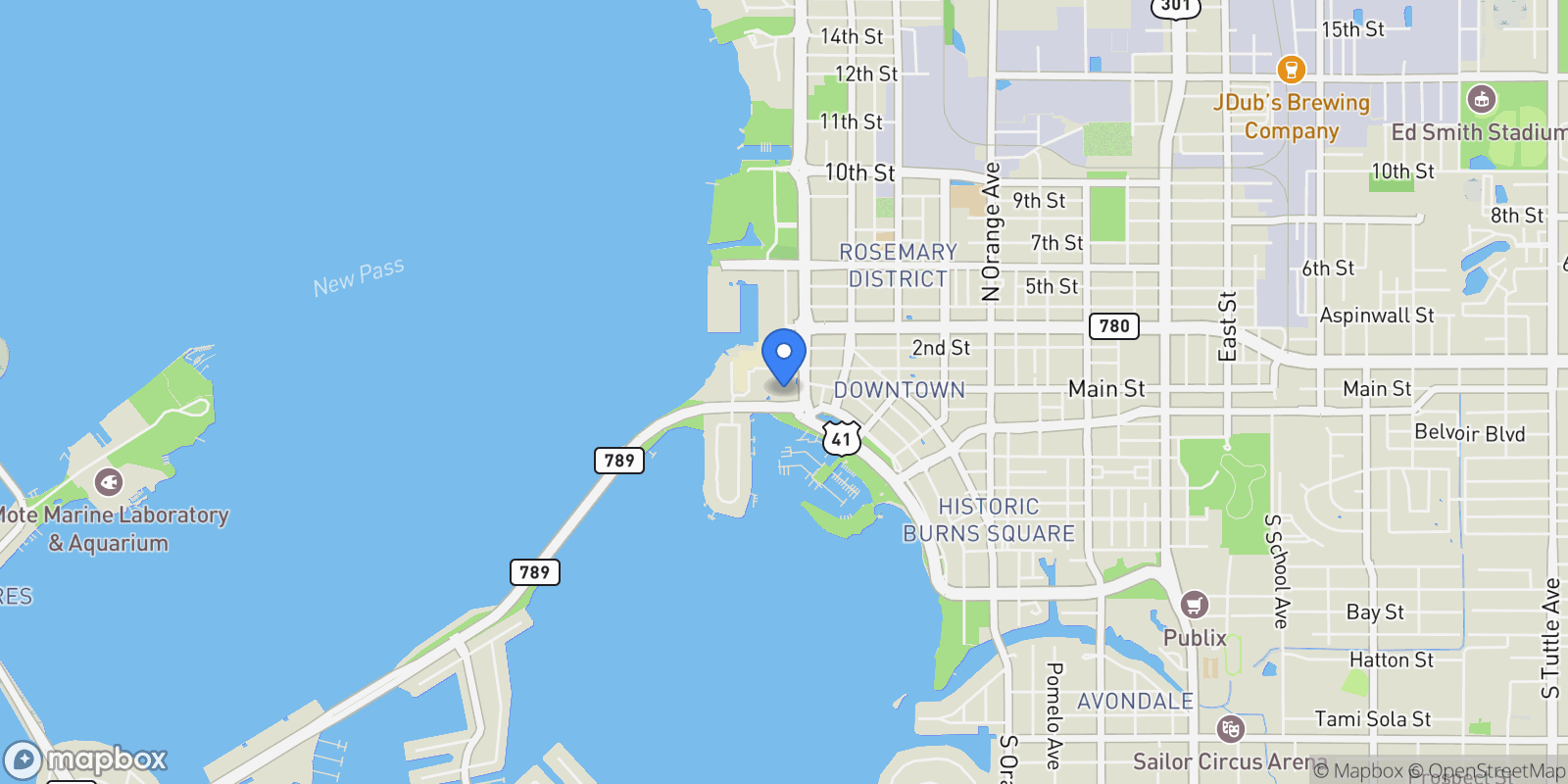 Map showing 1155 N Gulfstream Avenue, #703, Sarasota, FL, 34236, USA, Sarasota, Florida, United States.