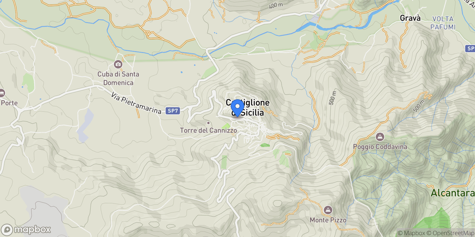 Map showing SP7i, Castiglione di Sicilia CT, Italy, Castiglione di Sicilia, Sicily, Italy.