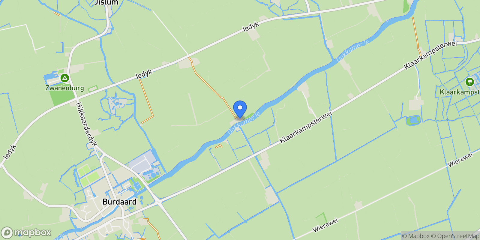 Map showing Tolhuis 1, 9111 GN Burdaard, Netherlands, Burdaard, Friesland, Netherlands.