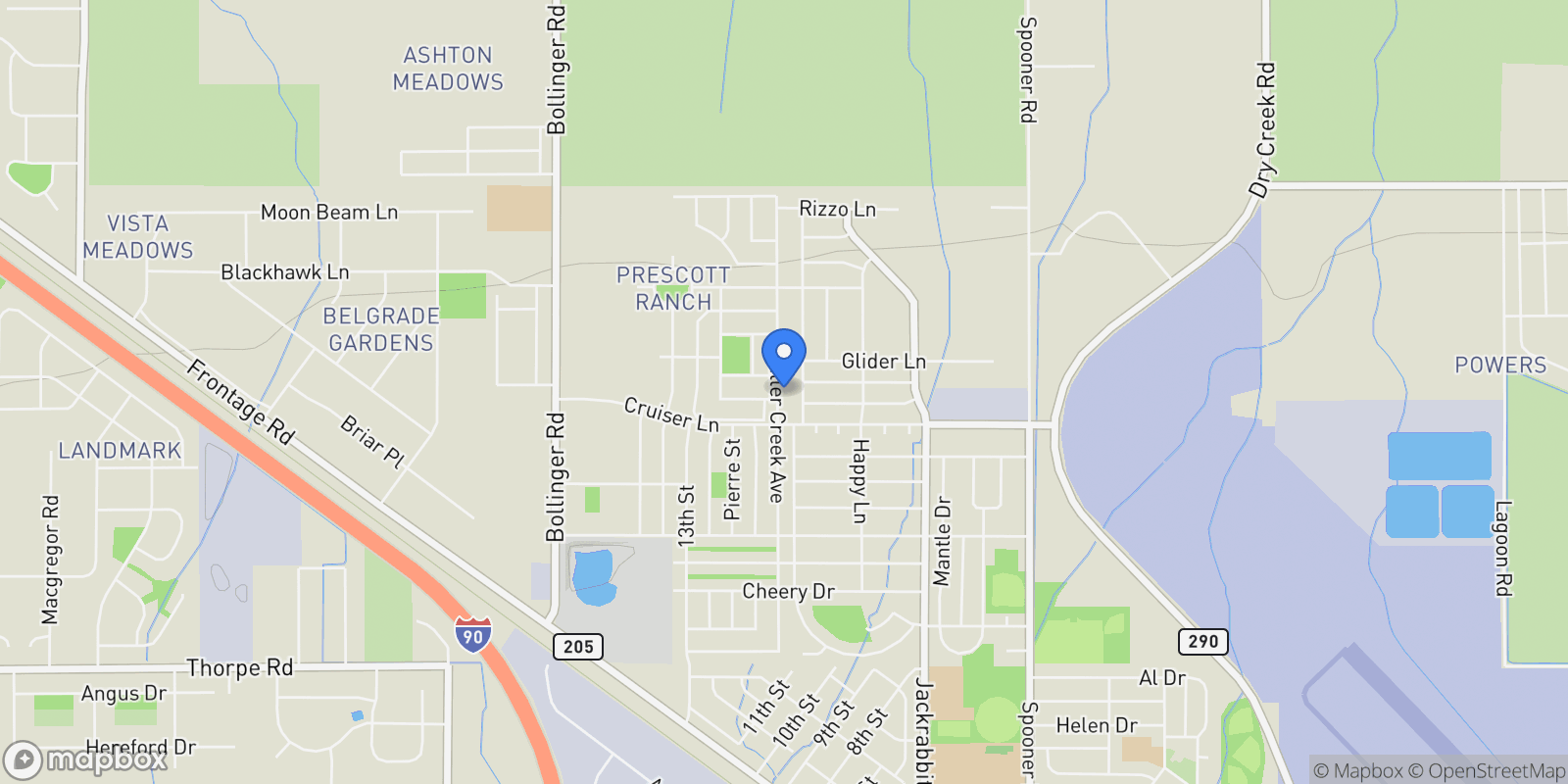 Map showing 810 Butler Creek, Belgrade, Montana, United States.