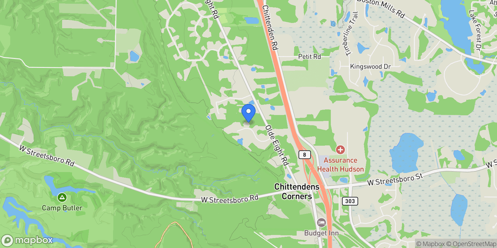 Map showing 215 Brighton Lane, Peninsula, OH 44264, Boston Heights, Ohio, United States.