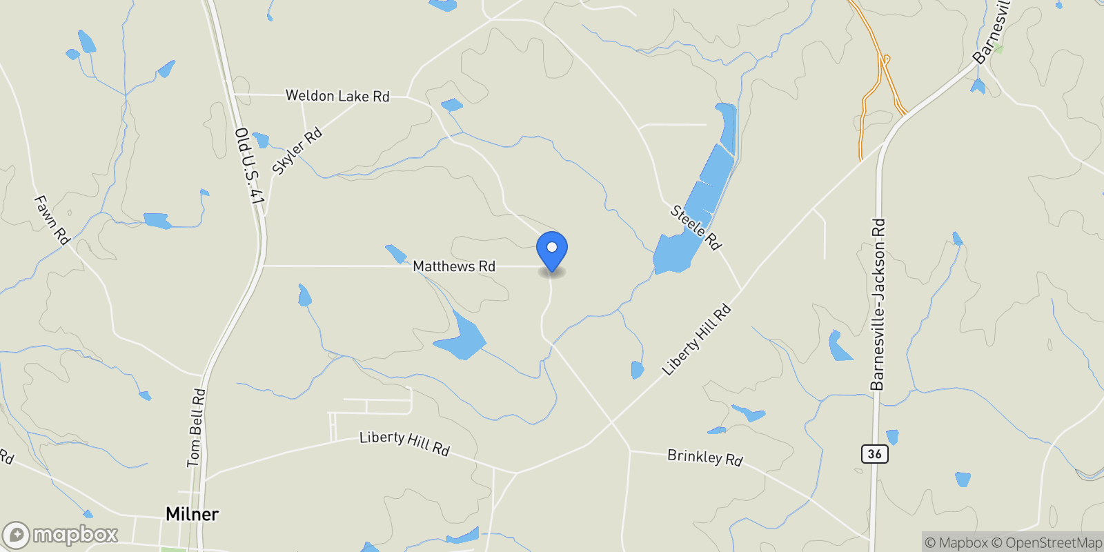 Map showing Milner, Georgia, United States.