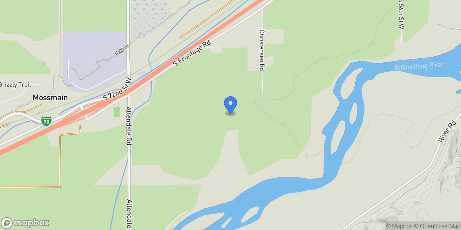 Map showing 4634 Christensen Road, Laurel, Montana, United States.