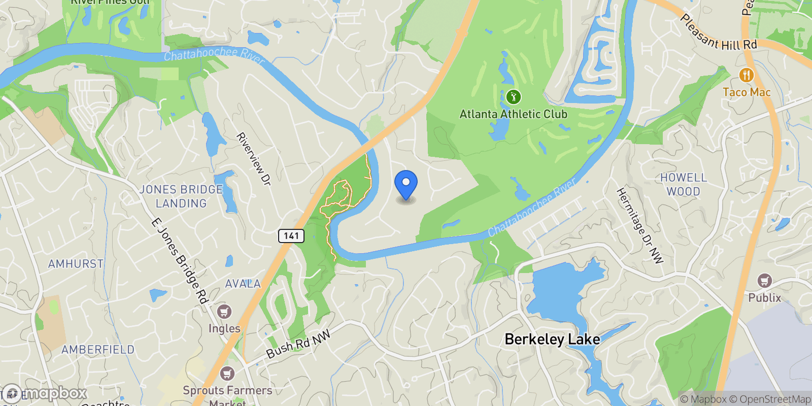 Map showing Johns Creek, Georgia, United States.