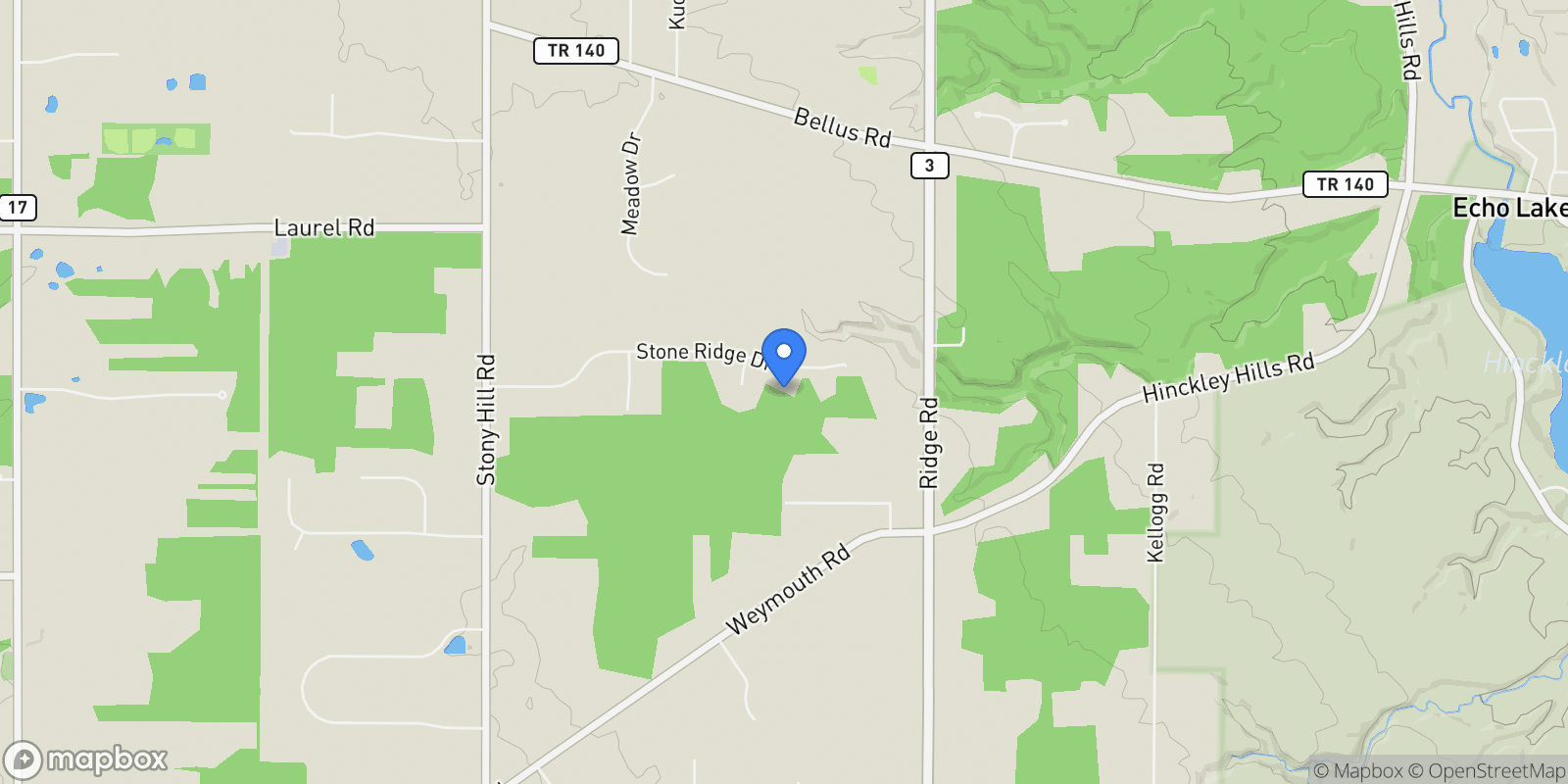 Map showing 1816 Stone Ridge Drive, Hinckley, OH 44233, Hinckley, Ohio, United States.