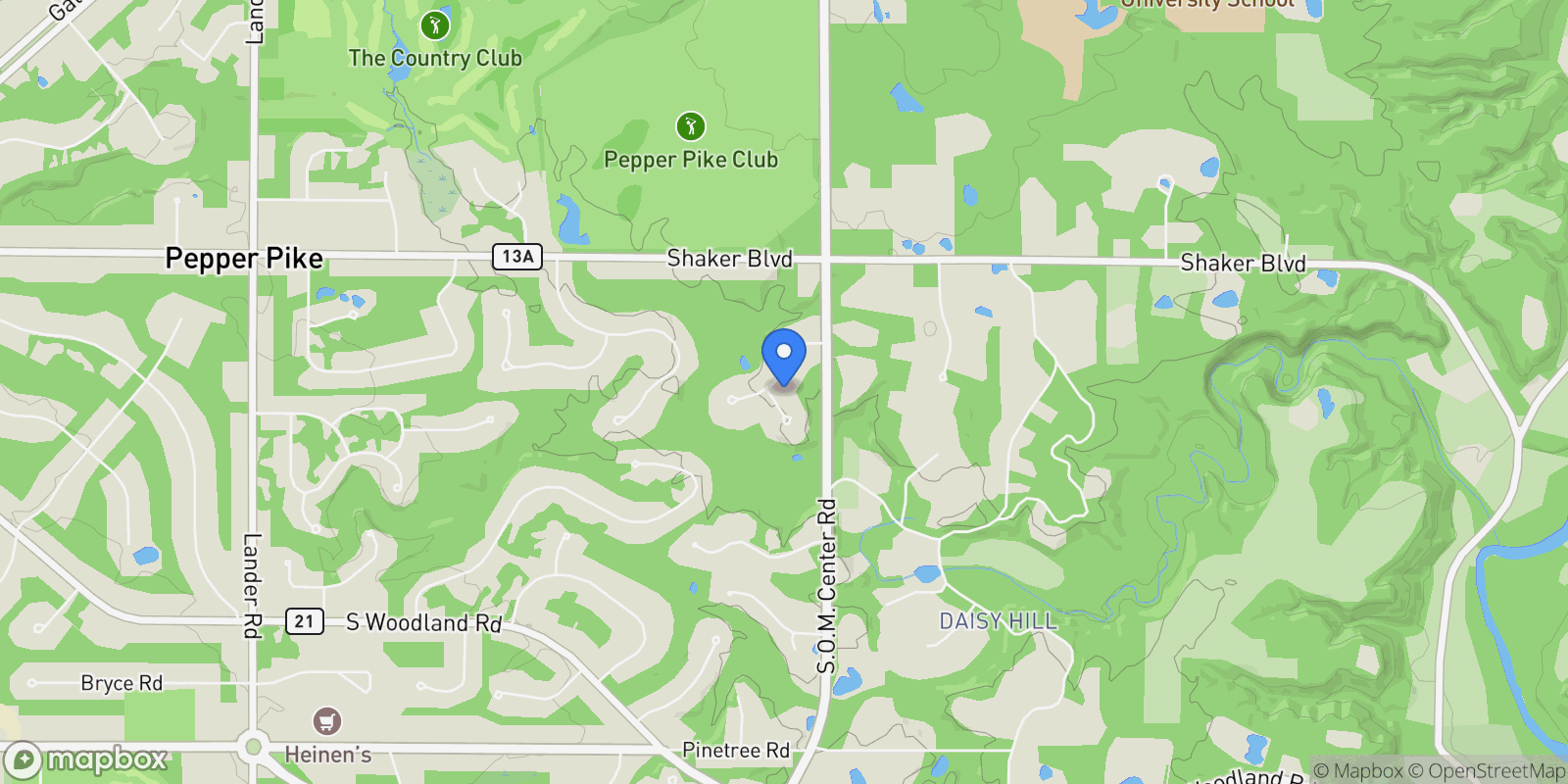 Map showing 15 Laurel Hill Lane, Pepper Pike, OH 44124, Pepper Pike, Ohio, United States.