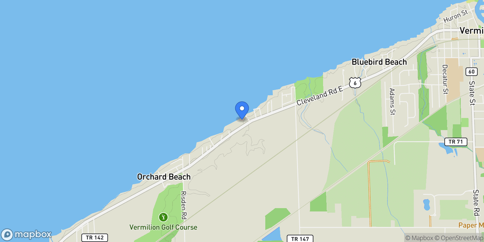 Map showing 13005 W Lake Road, Vermilion, OH 44089, Vermilion, Ohio, United States.