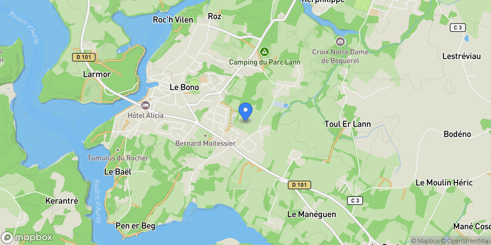 Map showing Bono, Brittany, France.