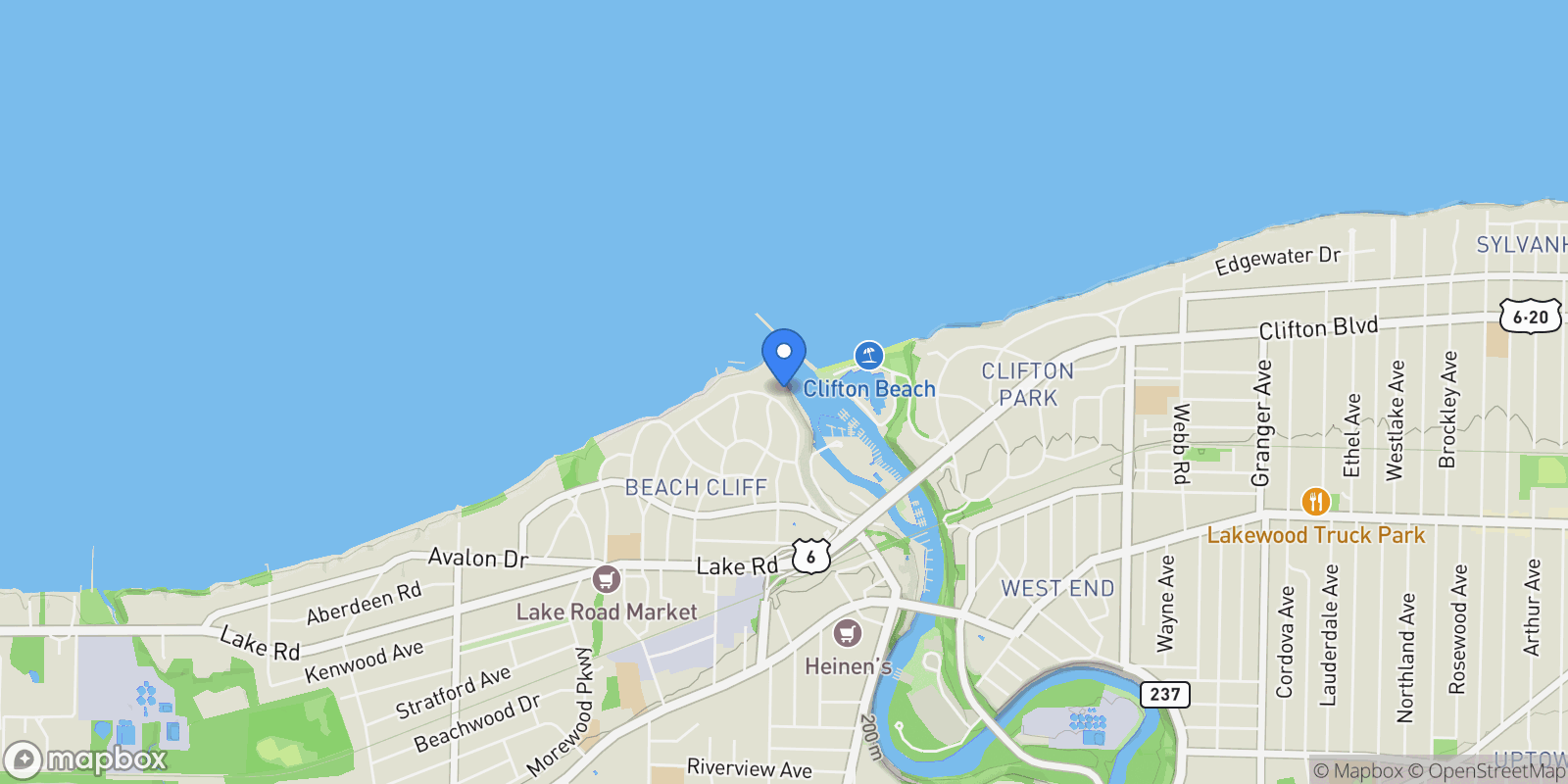 Map showing 19486 Frazier Drive, Rocky River, OH 44116, Rocky River, Ohio, United States.