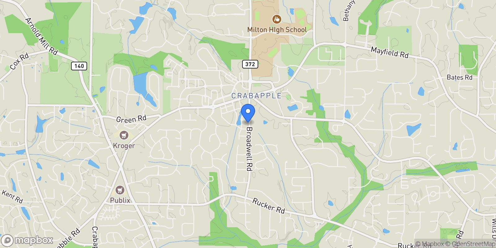 Map showing Milton, Georgia, United States.