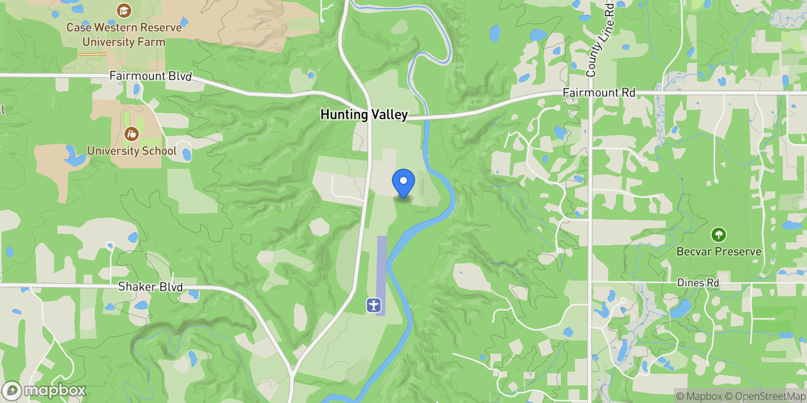 Map showing 2875 Chagrin River Road, Hunting Valley, OH 44022, Novelty, Ohio, United States.