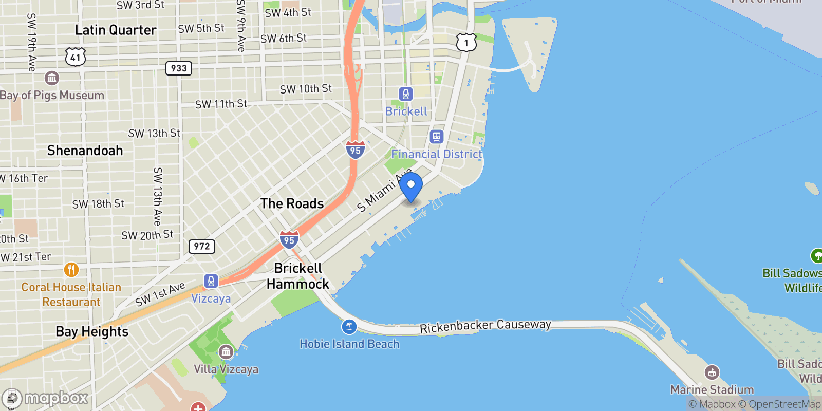 Map showing 1643 Brickell Ave, #PH4902, Miami, Florida, United States.