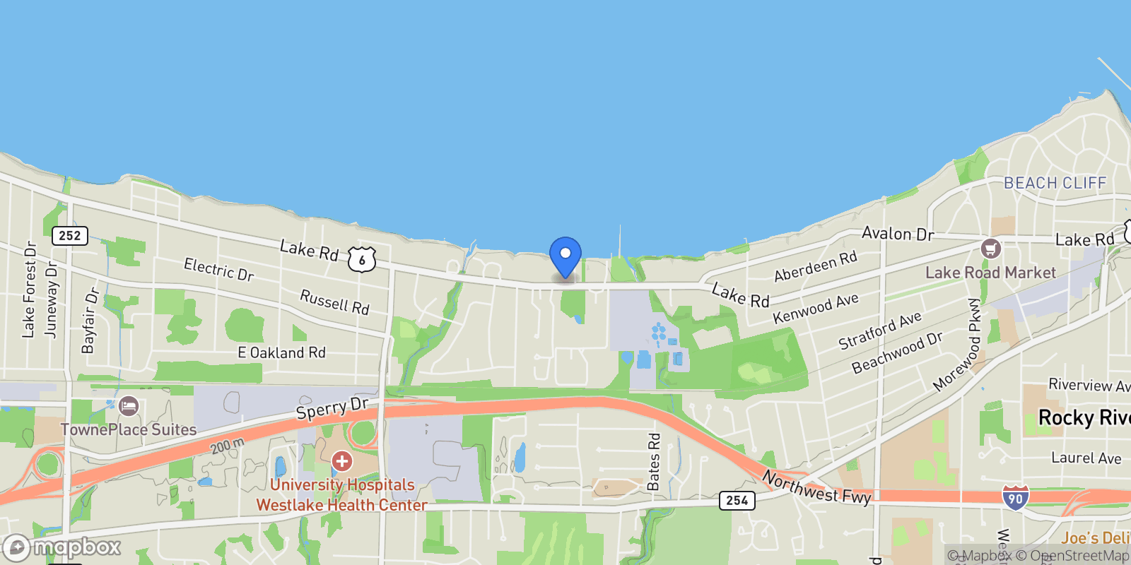 Map showing 22728 Lake Road, Rocky River, OH 44116, Rocky River, Ohio, United States.