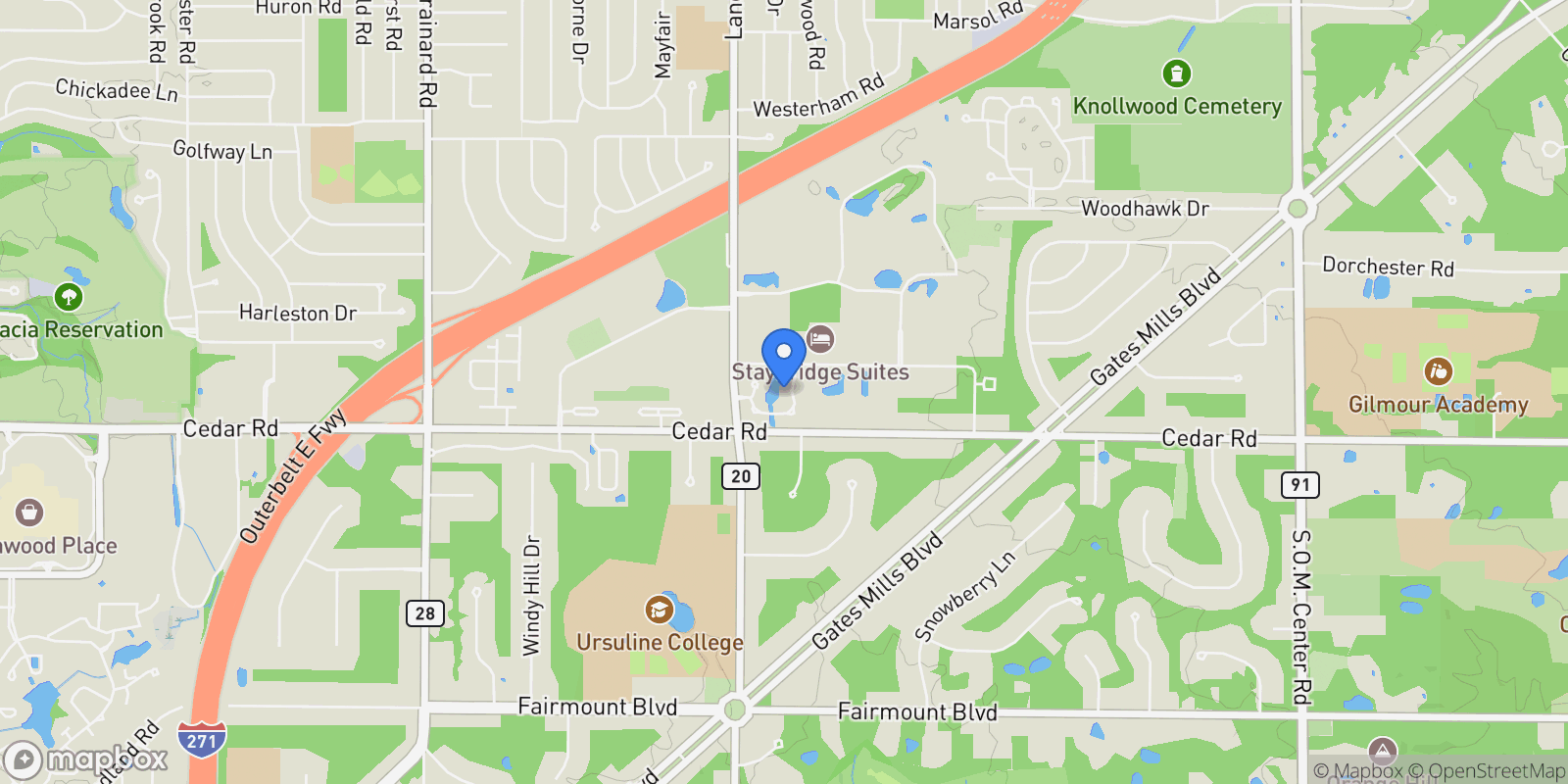 Map showing S/L 46 Bridgeport Way, Mayfield Heights, OH 44124, Pepper Pike, Ohio, United States.