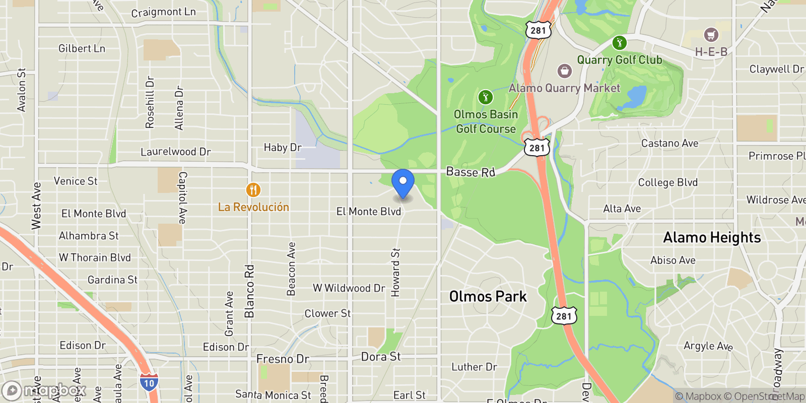Map showing 5338 Howard Street, San Antonio, Texas, United States.