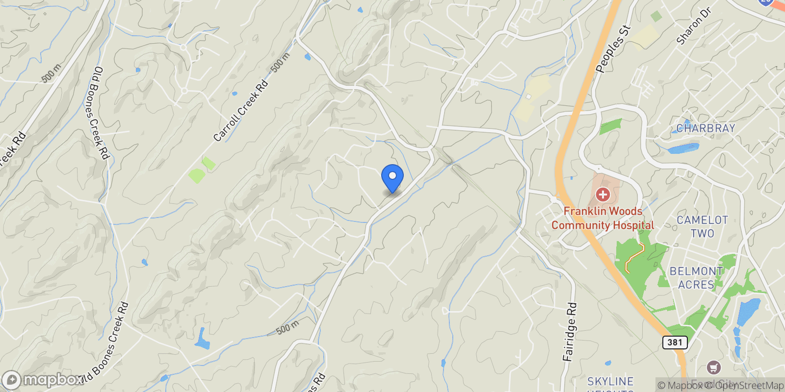 Map showing 9 Carriage Court, Johnson City, TN 37604, Johnson City, Tennessee, United States.