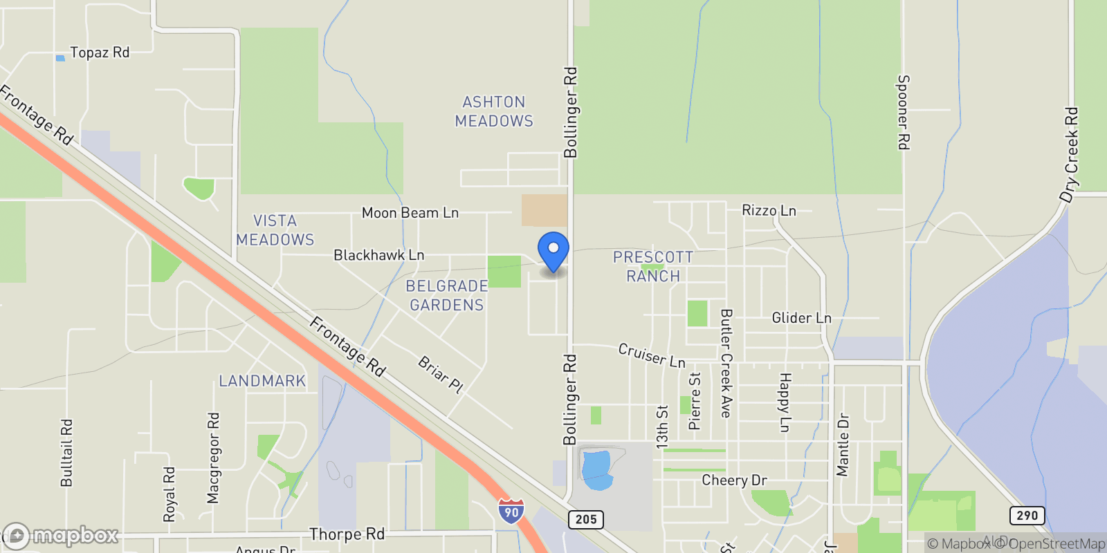 Map showing 2001 Klaus Avenue A, Belgrade, Montana, United States.