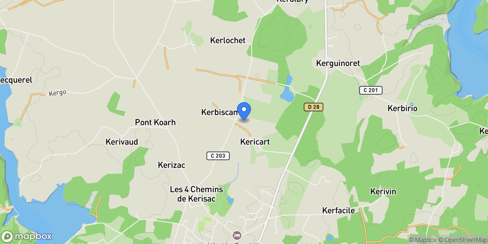 Map showing Crac'h, Brittany, France.