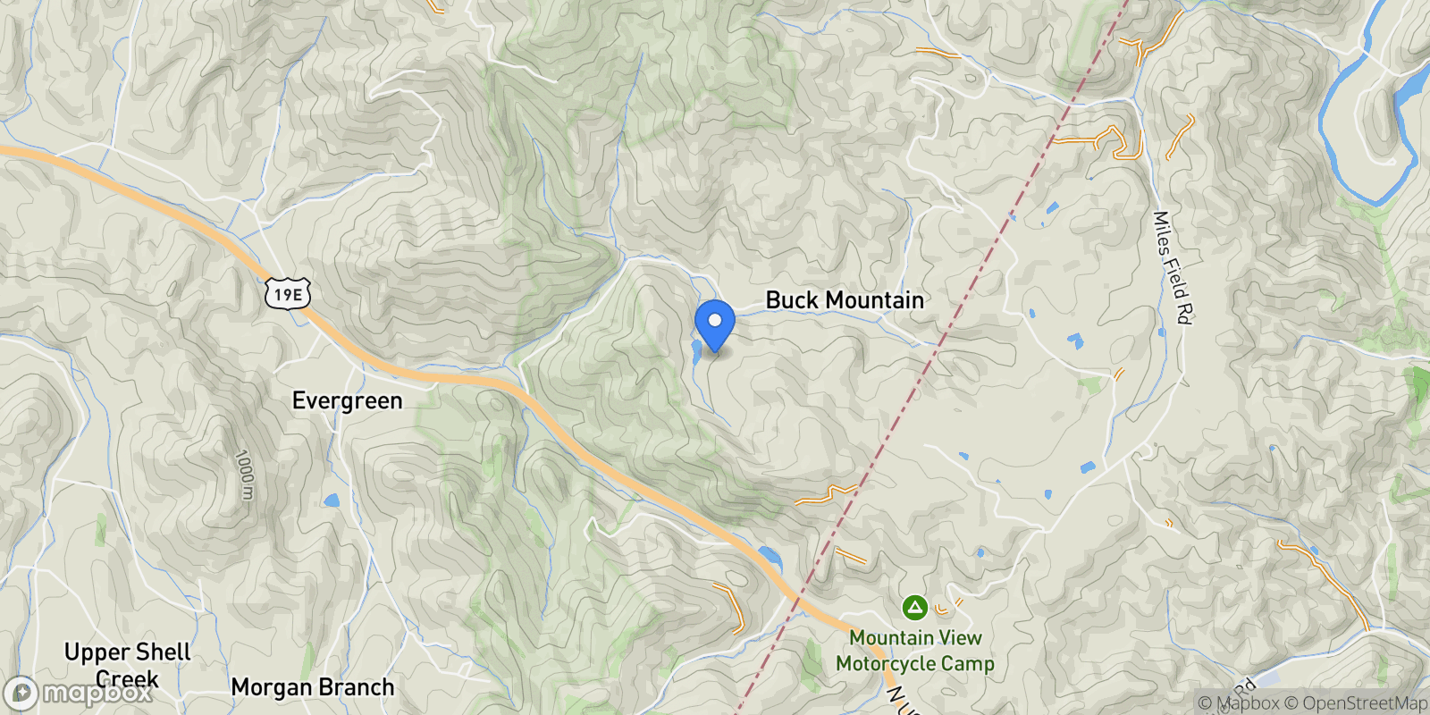 Map showing 306 Bear Branch, Roan Mountain, TN 37687, Roan Mountain, Tennessee, United States.