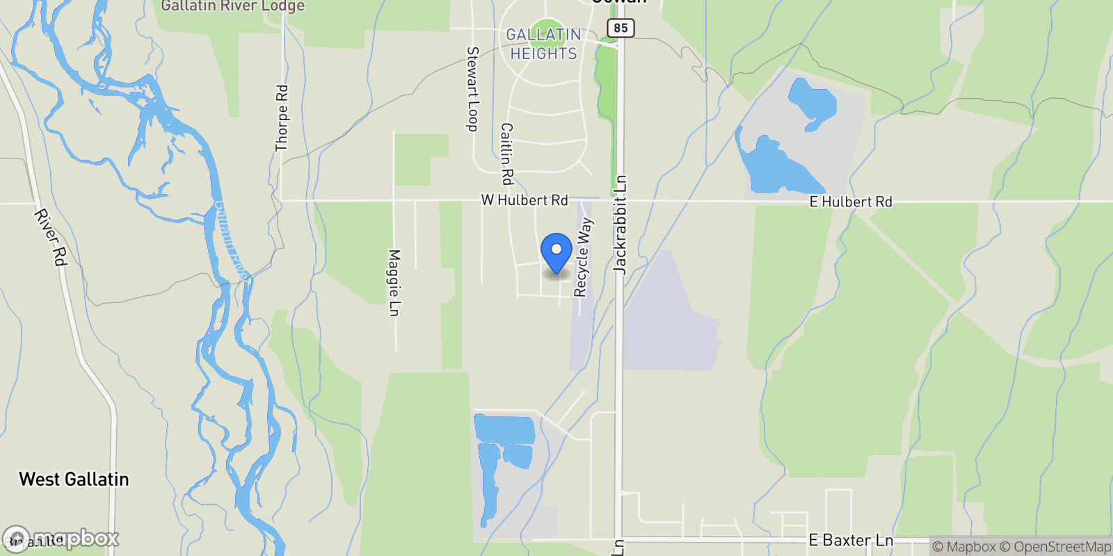 Map showing 25 Canvasback Avenue, Bozeman, Montana, United States.