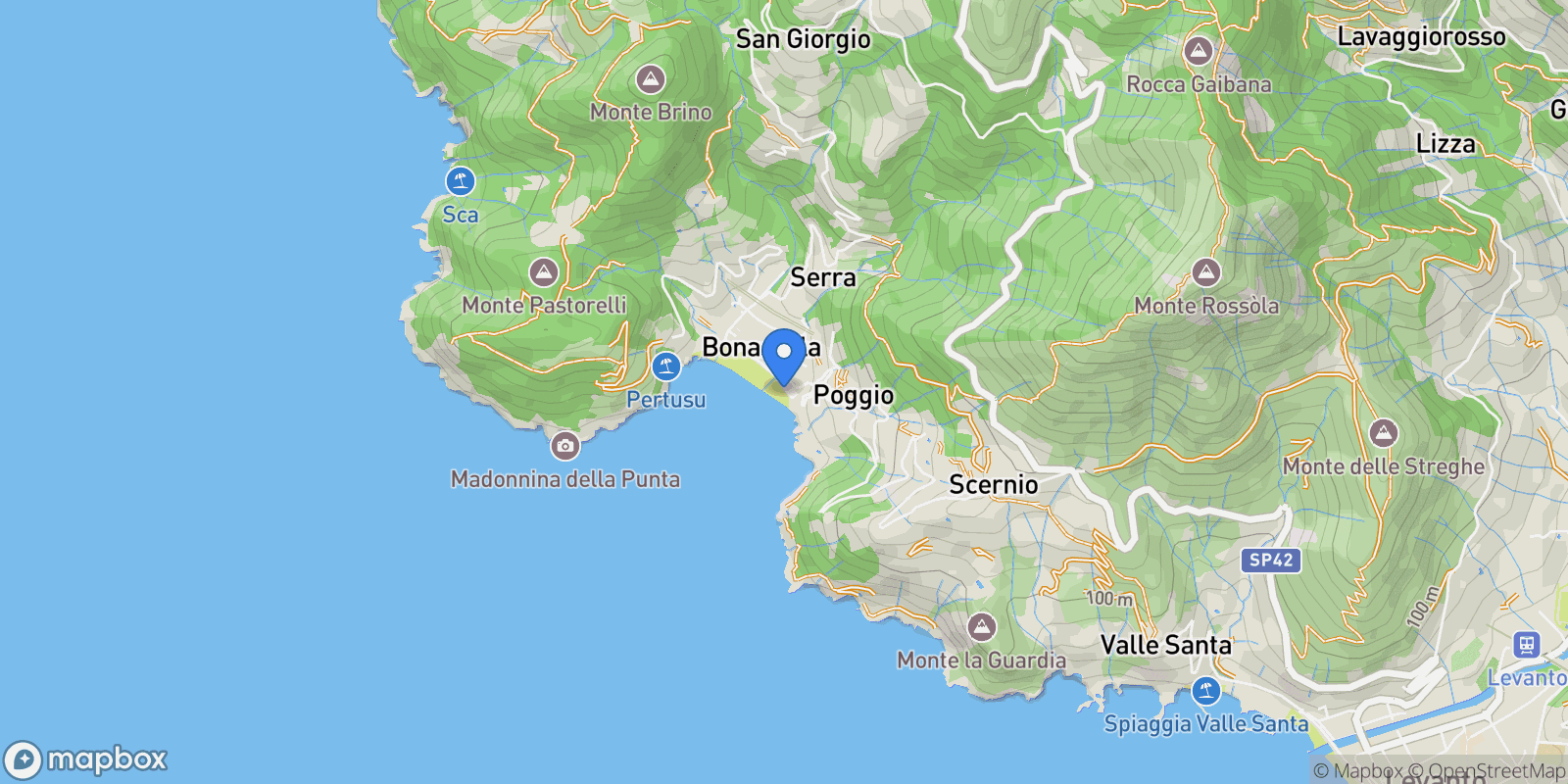 Map showing Via Verdi, 1, La Spezia, Bonassola, Liguria, Italy.