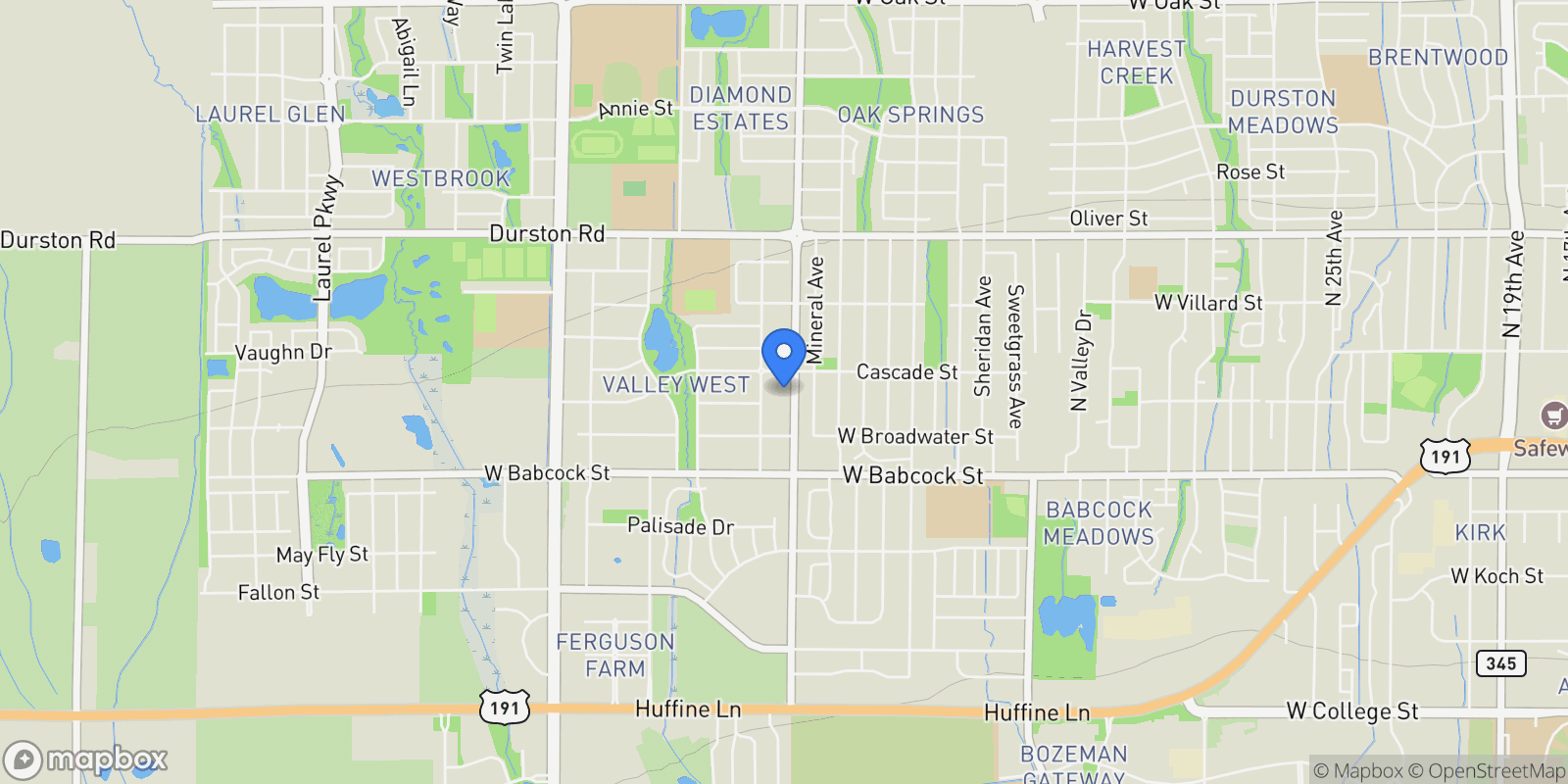 Map showing 243 N Ferguson Avenue 1, Bozeman, Montana, United States.